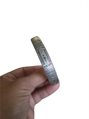Vintage Sterling Early Camp Fire Girls Sterling Cuff Bracelet WoHeLo